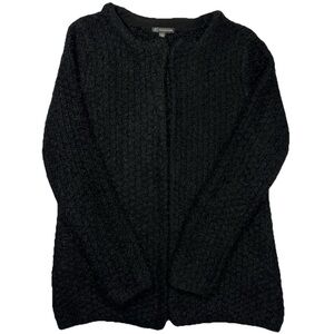 Adrianna Papell Duster Fuzzy Cardigan Open Front Women’s Size Large Black